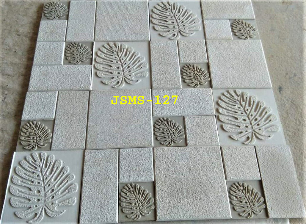 Natural Stone CNC Mosaic Tiles with Carving For Interior Wall 